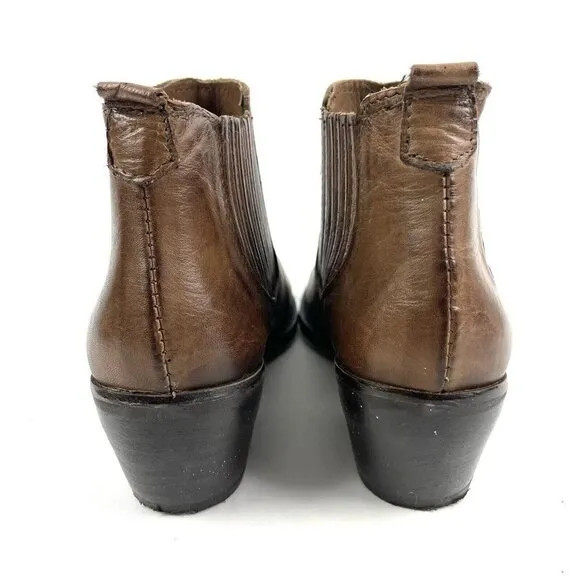 Vera Gomma Ankle Boots 37 Brown Distressed Leather Verri B Bootie Made In Italy