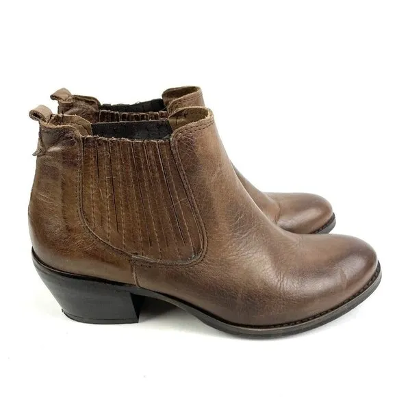 Vera Gomma Ankle Boots 37 Brown Distressed Leather Verri B Bootie Made In Italy