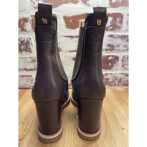 Veronica Beard Aari2 Boots Size 6 Brown Water-Repellent Wedge Booties Gum Sole