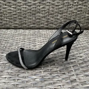 Veronica Beard Crystal Embellished Suede Leather Sandals in Black, Size 8