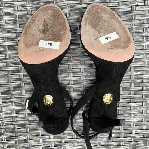 Veronica Beard Crystal Embellished Suede Leather Sandals in Black, Size 8