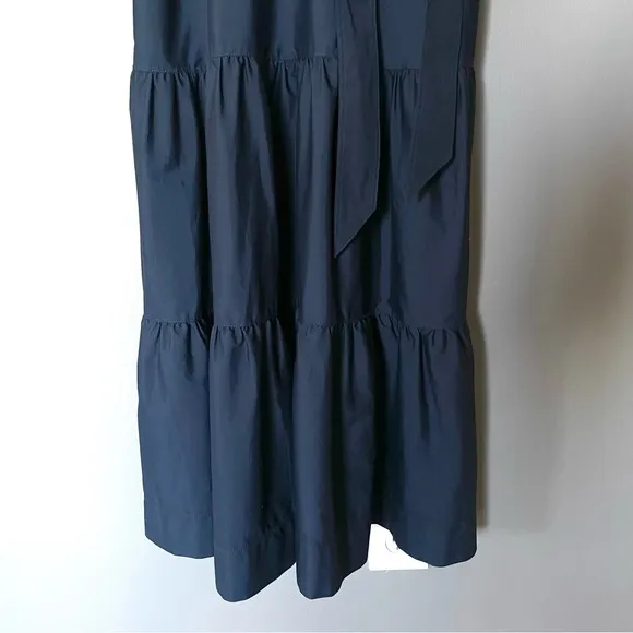 Veronica Beard Jean Pazila Tiered Midi Dress In Navy Blue And White Size L  NWT