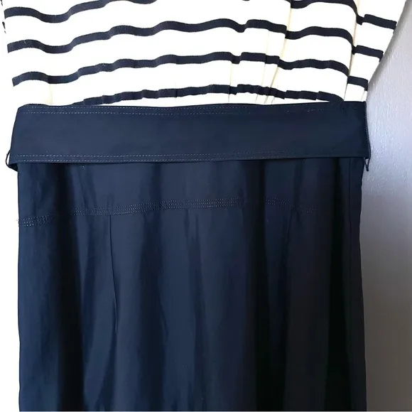 Veronica Beard Jean Pazila Tiered Midi Dress In Navy Blue And White Size L  NWT