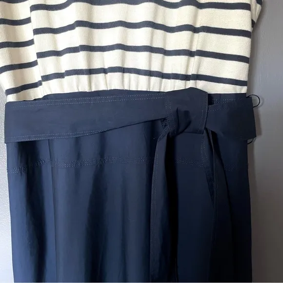 Veronica Beard Jean Pazila Tiered Midi Dress In Navy Blue And White Size L  NWT