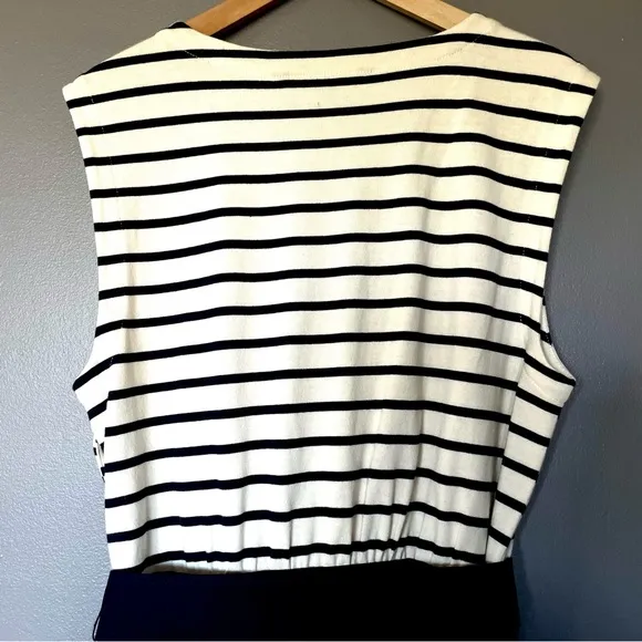Veronica Beard Jean Pazila Tiered Midi Dress In Navy Blue And White Size L  NWT