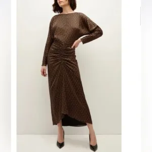 Veronica Beard Midi Ruched Long-Sleeve Sabri Printed Dress Sz 2