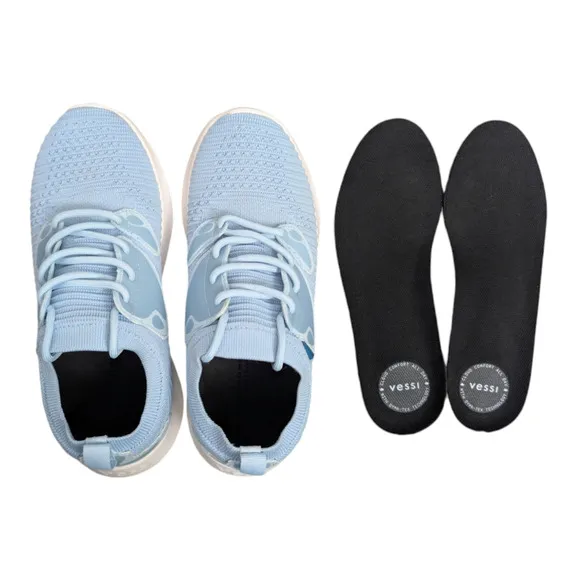Vessi Everyday Move Sky Blue White Waterproof Dyma-Tex Lace Up Sneaker Womens 6