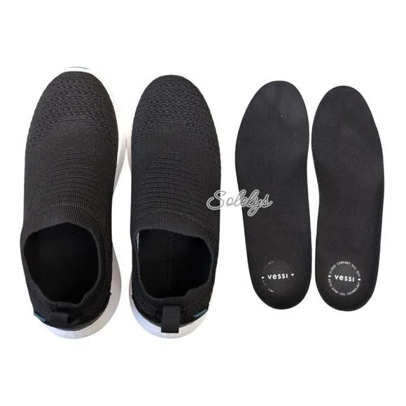 Vessi Everyday Move Slip On Onyx Black White Waterproof Dyma-Tex Sneaker Women 8