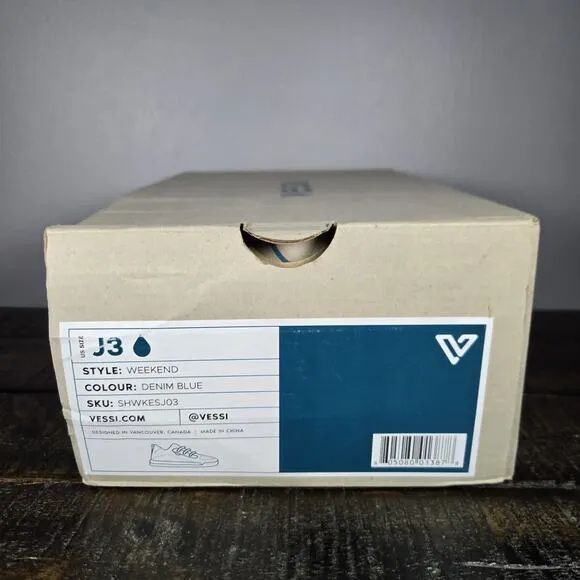 Vessi Weekend Sneaker Kids Size J3 Waterproof Shoes Sneakers Denim Blue White