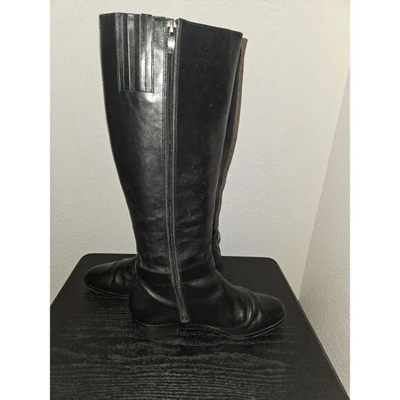 Via Spiga Women's Black All Leather Knee High Heeled Riding Boots 9M