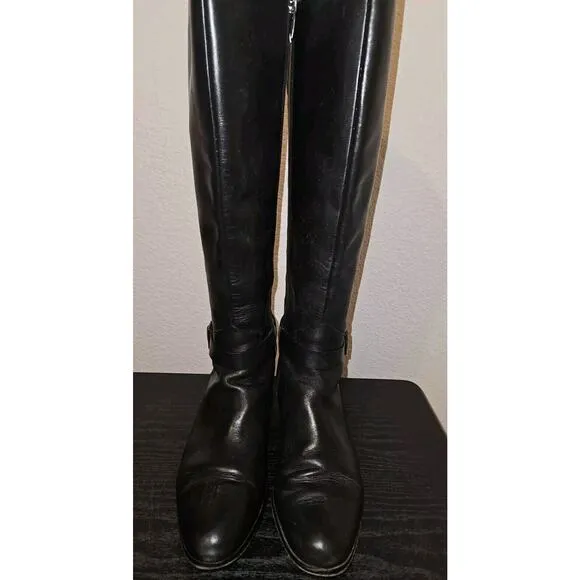 Via Spiga Women's Black All Leather Knee High Heeled Riding Boots 9M
