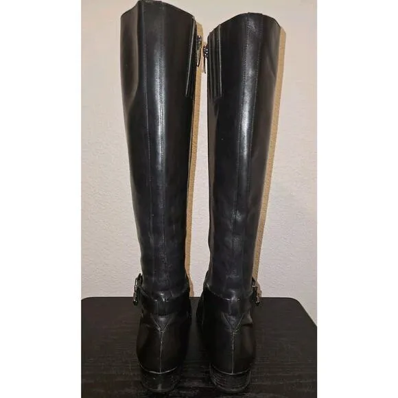 Via Spiga Women's Black All Leather Knee High Heeled Riding Boots 9M