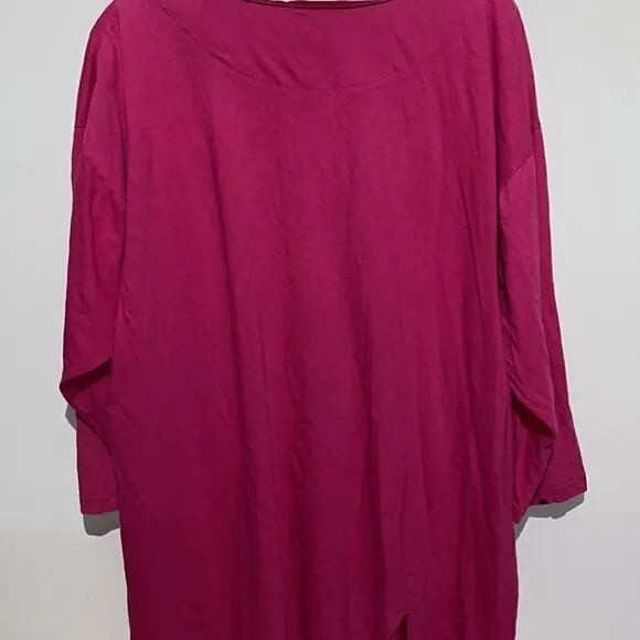 Victoria's Secret Women's Pink Embroidered Pocket 3/4 Sleeve Night Shirt Sz M/L