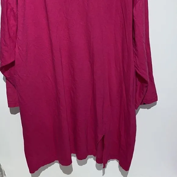 Victoria's Secret Women's Pink Embroidered Pocket 3/4 Sleeve Night Shirt Sz M/L
