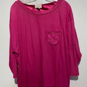 Victoria's Secret Women's Pink Embroidered Pocket 3/4 Sleeve Night Shirt Sz M/L