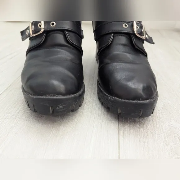 Vimoda Black high-heeled ankle boots with buckles Zippers Woman's Size 8.5