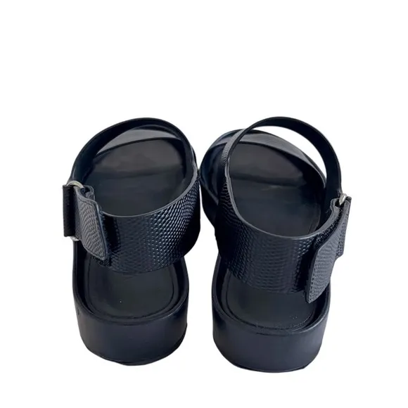Vince Black Genuine Leather Double Strap Adjustable Platform Sandals 36.5 6.5