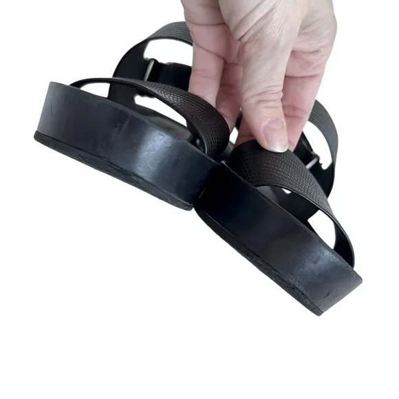 Vince Black Genuine Leather Double Strap Adjustable Platform Sandals 36.5 6.5
