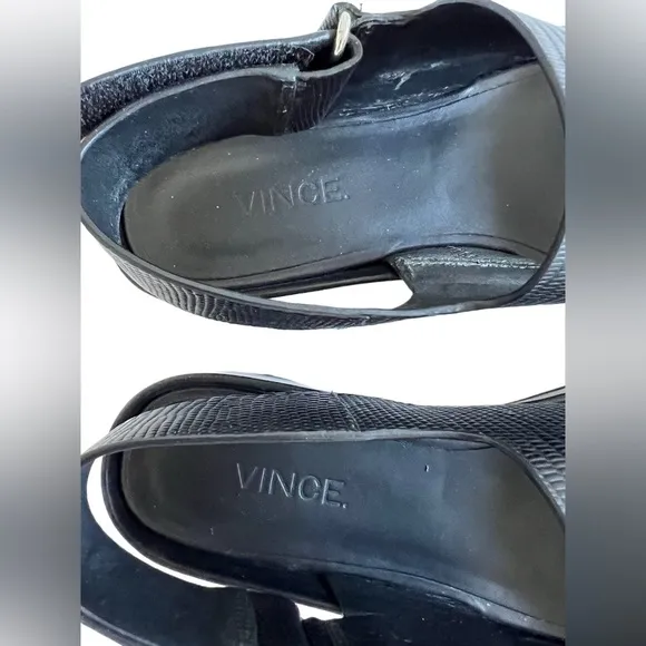 Vince Black Genuine Leather Double Strap Adjustable Platform Sandals 36.5 6.5