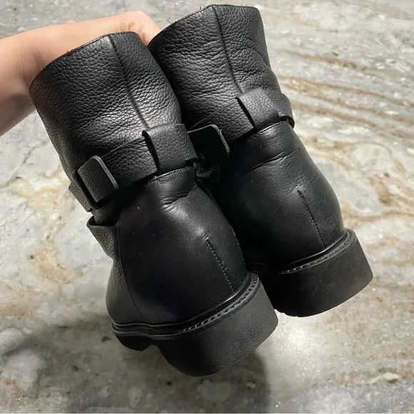 Vince Cagney Shearling Motorcycle Black Leather Boots Women’s 7.5