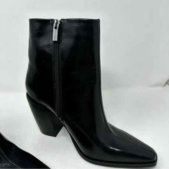 Vince Camuto Black Allie Square Toe Leather Boots Size 9.5
