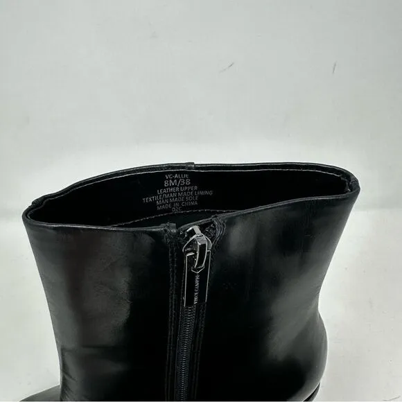 Vince Camuto Black Allie Square Toe Leather Boots Size 9.5