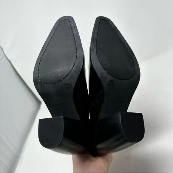 Vince Camuto Black Allie Square Toe Leather Boots Size 9.5