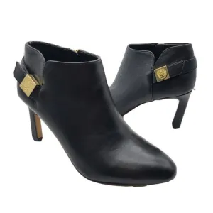 Vince Camuto Bootie Boots Women Lokarie Black Leather Buckle Ankle heel sz 7.5