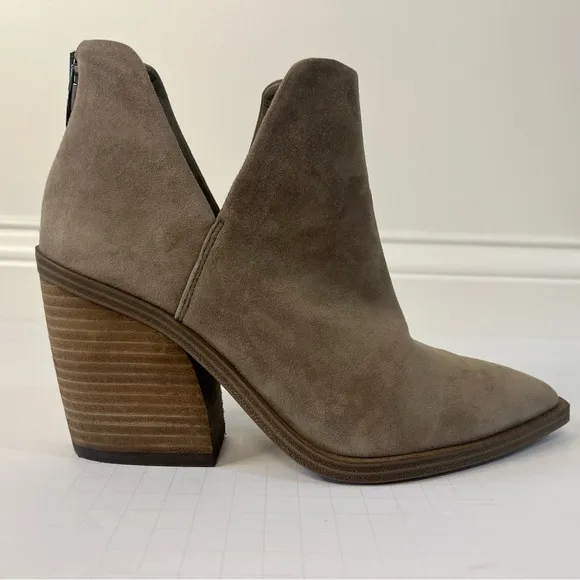 Vince Camuto Gannilla Western Ankle Cropped Suede Boots in Taupe