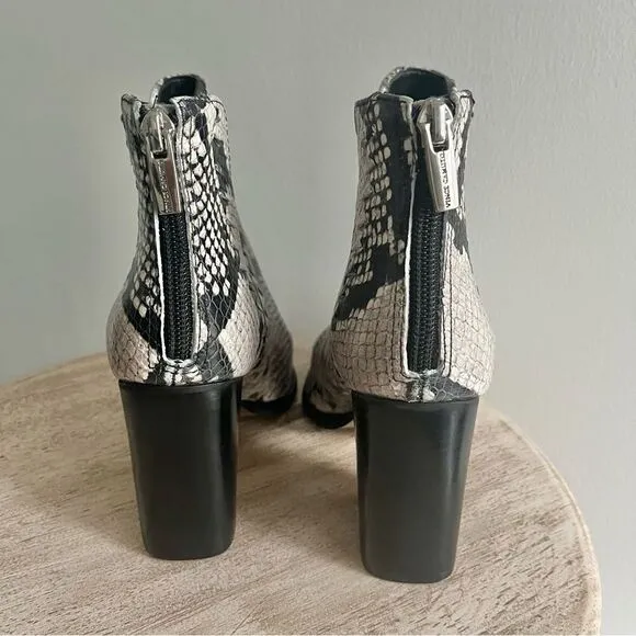 Vince Camuto Gigietta Snake Ankle Boots Black and White Sz 6.5 NWOB