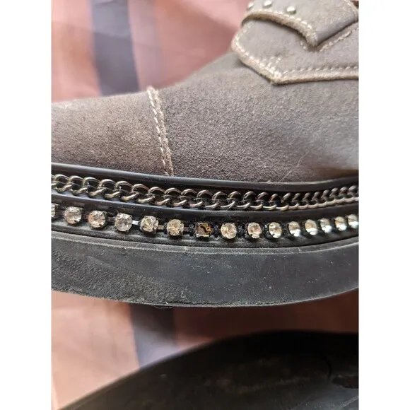 Vince Camuto Leather Studded strappy Women's Boots 7.5 gray