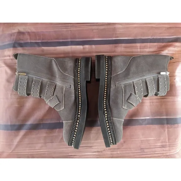 Vince Camuto Leather Studded strappy Women's Boots 7.5 gray