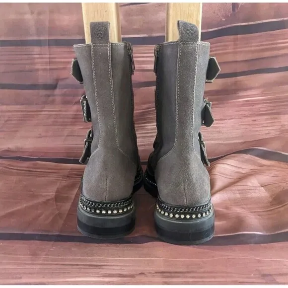 Vince Camuto Leather Studded strappy Women's Boots 7.5 gray