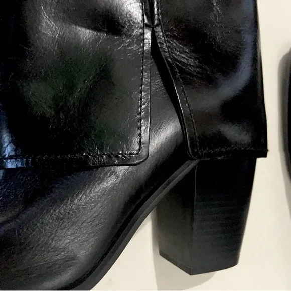 Vince Camuto NWOT Alolison Mid-Calf  heeled boots  leather size 9 Black