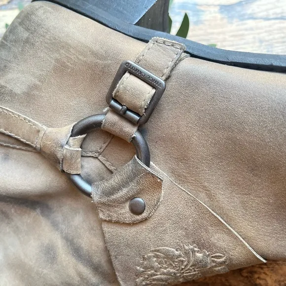 VINCE CAMUTO SHAYLEE LEATHER BROWN DISTRESSED MOTO MOTORCYCLE TALL RIDING BOOTS