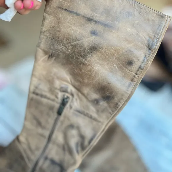 VINCE CAMUTO SHAYLEE LEATHER BROWN DISTRESSED MOTO MOTORCYCLE TALL RIDING BOOTS