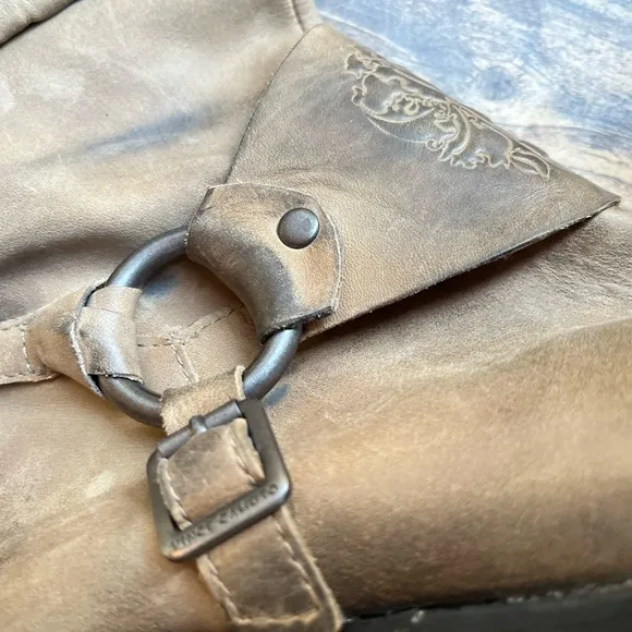 VINCE CAMUTO SHAYLEE LEATHER BROWN DISTRESSED MOTO MOTORCYCLE TALL RIDING BOOTS