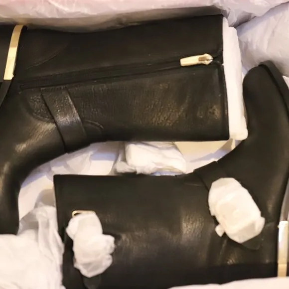 VINCE CAMUTO VC WINDY BLACK MAJICO LEATHER MOTORCYCLE  BOOTS 6.5 NEW IN BOX