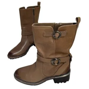 Vince Camuto Women's Kerivini Moto Boot Motorcycle Tan Leather Size 8.5 New