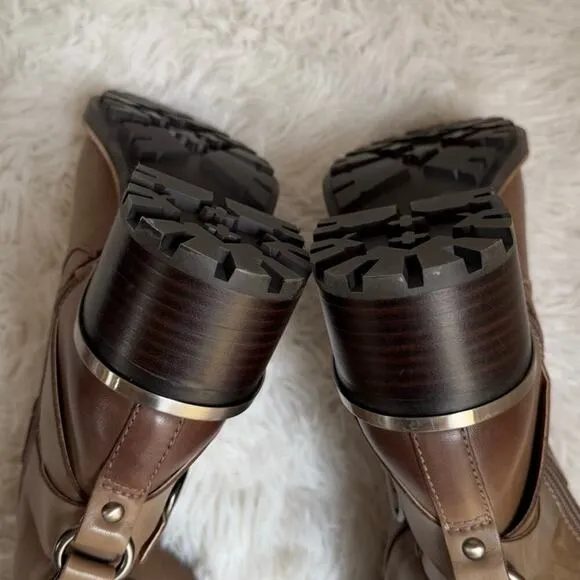 Vince Camuto Women's Kerivini Moto Boot Motorcycle Tan Leather Size 8.5 New