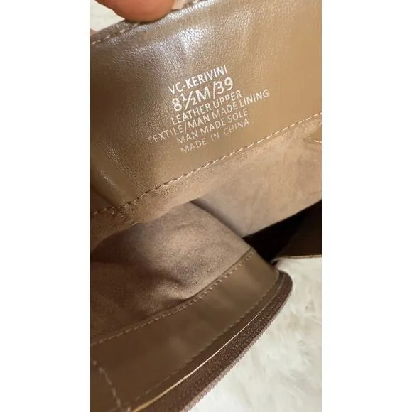 Vince Camuto Women's Kerivini Moto Boot Motorcycle Tan Leather Size 8.5 New