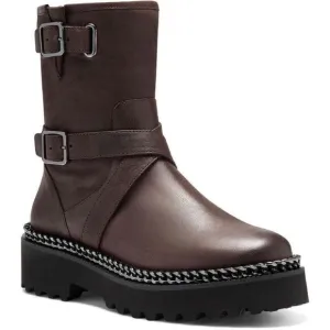 Vince Camuto Womens VCMESSTIA Leather Lug Sole Ankle Boots In Brown