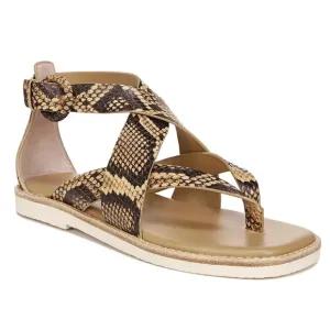 Vince Morris Snakeskin Embossed Flat Thong Sandal Brown Tan Leather Shoes Size 6