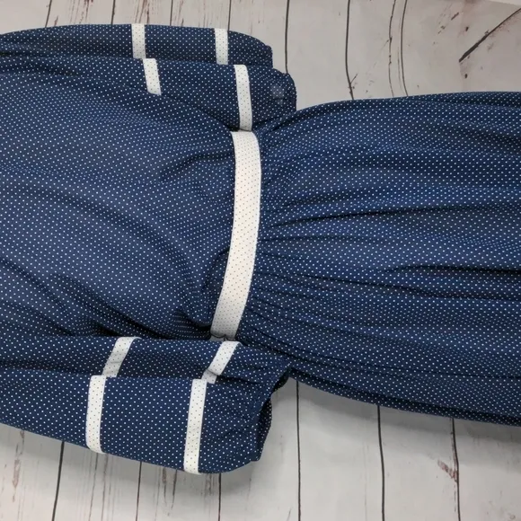 Vintage 1980's Good Times Blue and White Polka Dot Dress Women's 12