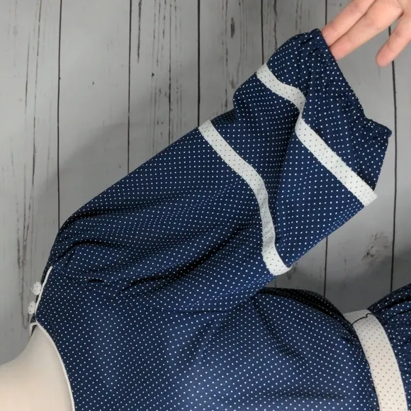 Vintage 1980's Good Times Blue and White Polka Dot Dress Women's 12