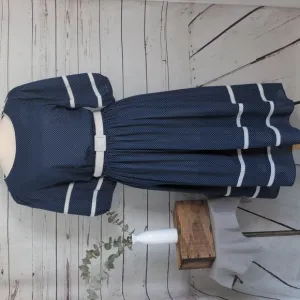 Vintage 1980's Good Times Blue and White Polka Dot Dress Women's 12