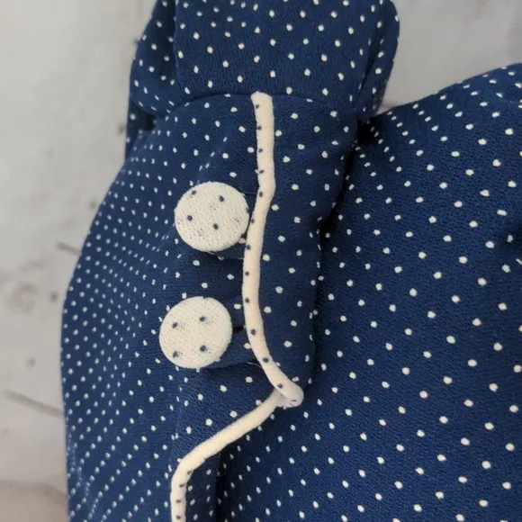 Vintage 1980's Good Times Blue and White Polka Dot Dress Women's 12