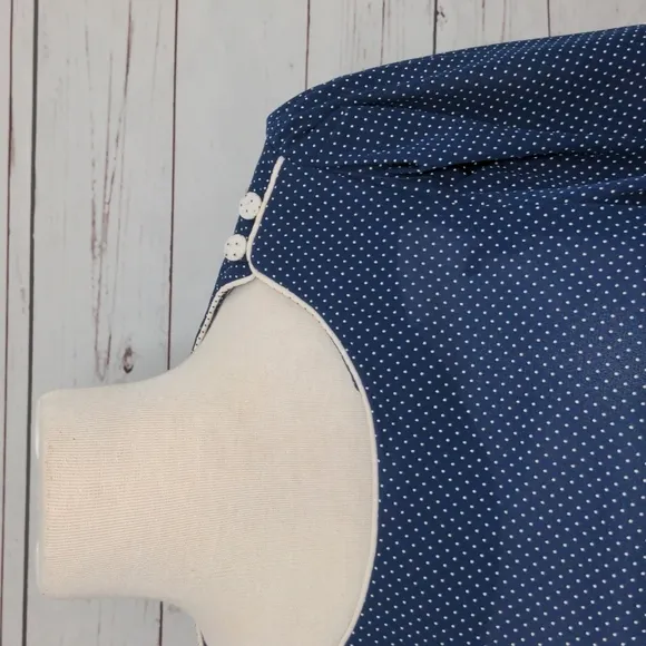 Vintage 1980's Good Times Blue and White Polka Dot Dress Women's 12