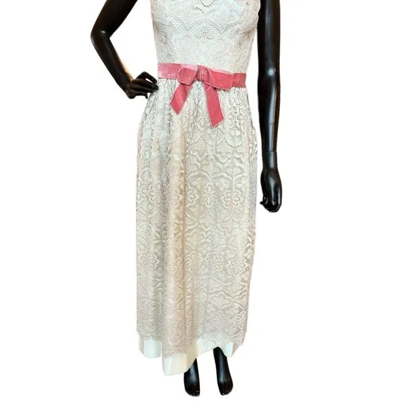 Vintage 60s Cream Cotton Lace Sheath Dress