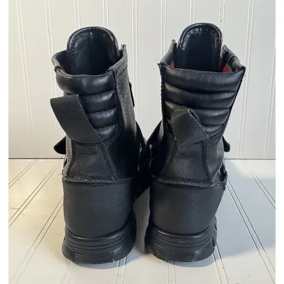 vintage 90s mens black Polo Ralph Lauren Conquest Hi II boots motorcycle 8 D